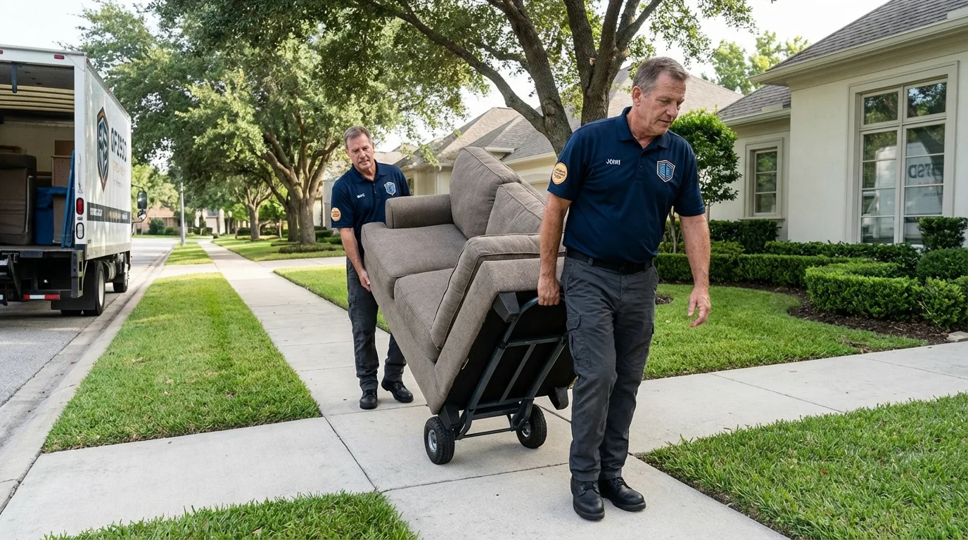 Local residential moving crew loading furniture in Old Bethpage, NY